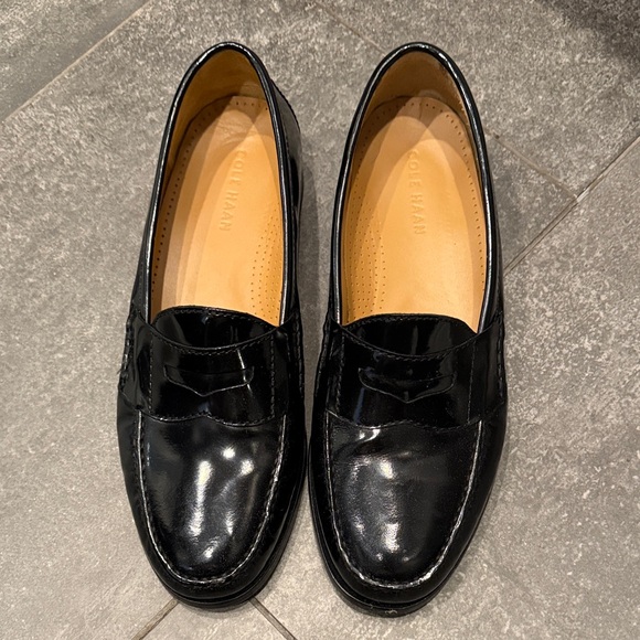 Cole Haan Glossy Black Men's Slip-On Loafers - Picture 1 of 5
